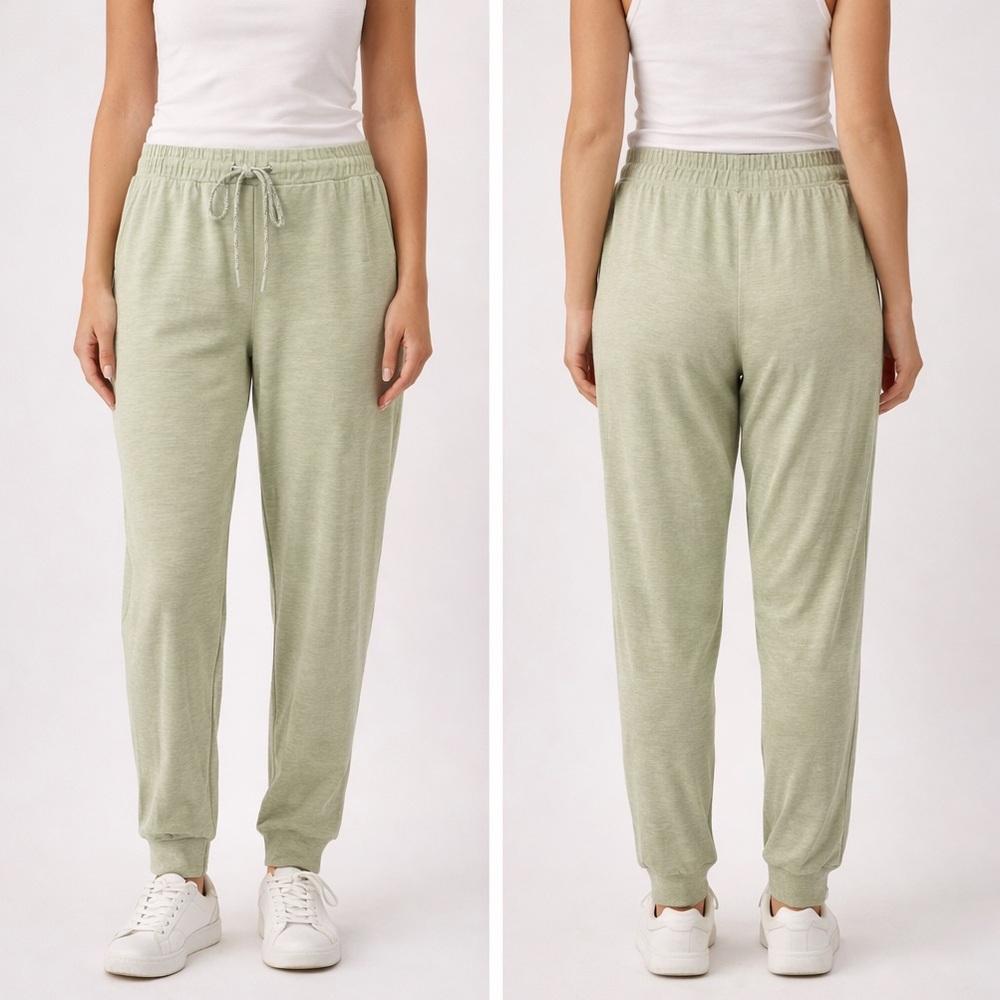 Avalanche Cozy Lounge Jogger Pants Sage Green Soft Stretch Drawstring Size M
